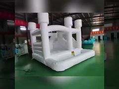Commercial White Inflatable Bouncer Castle with Slide 0.55mmPVC