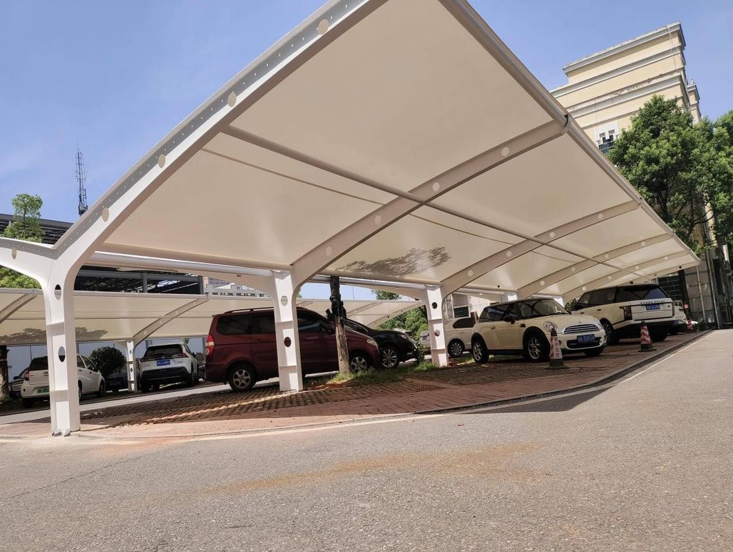 PVDF Tensile Membrane Fabric Outdoor School  Carport Shade Canopy For Parking Lot