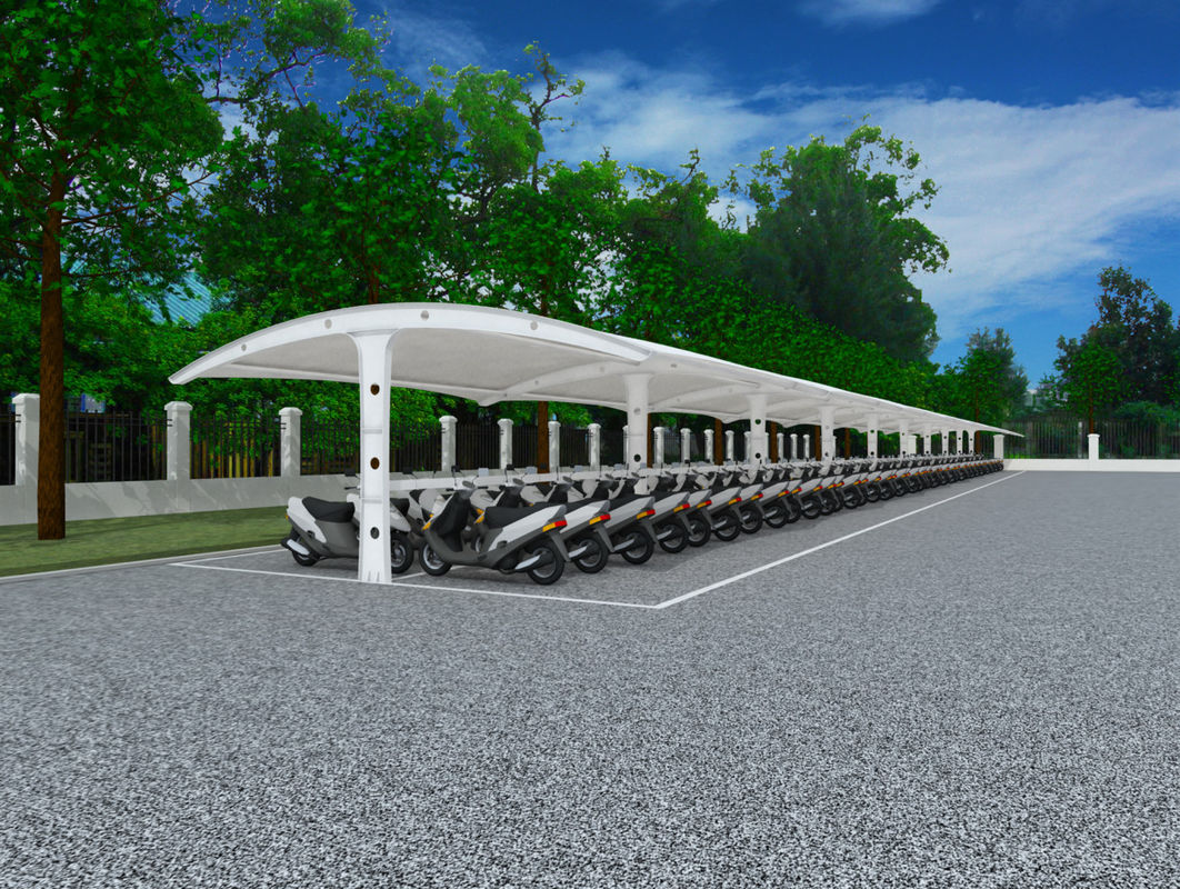 PVDF Tensile Membrane Fabric Outdoor School  Carport Shade Canopy For Parking Lot