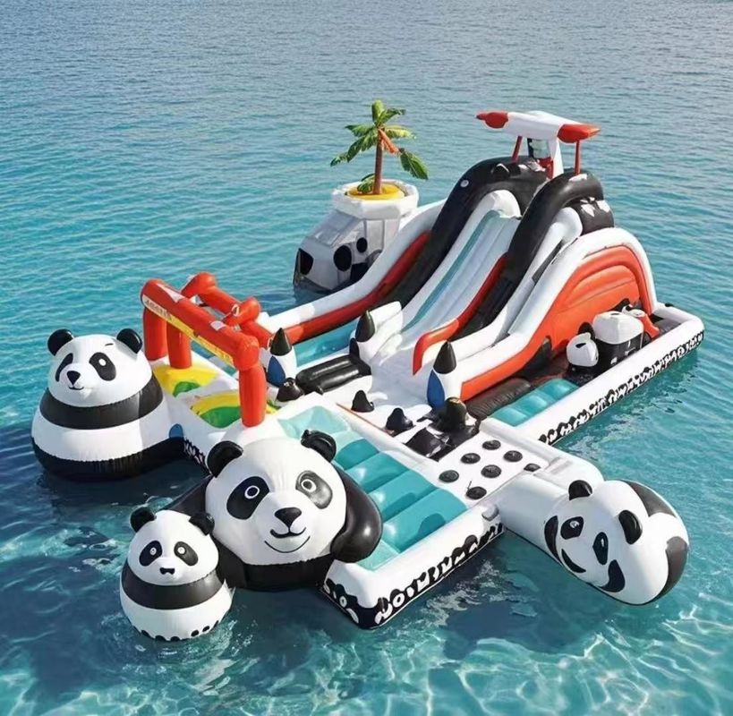 Commercial Bounce House Inflatable Castle For Children Water Park Game Panda Water Slide