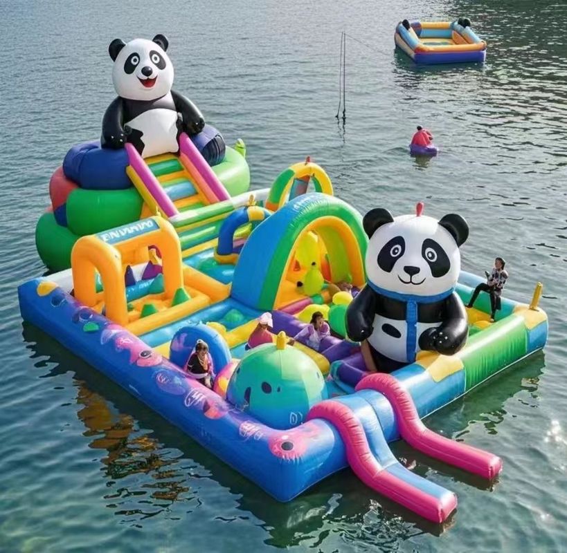 Commercial Bounce House Inflatable Castle For Children Water Park Game Panda Water Slide