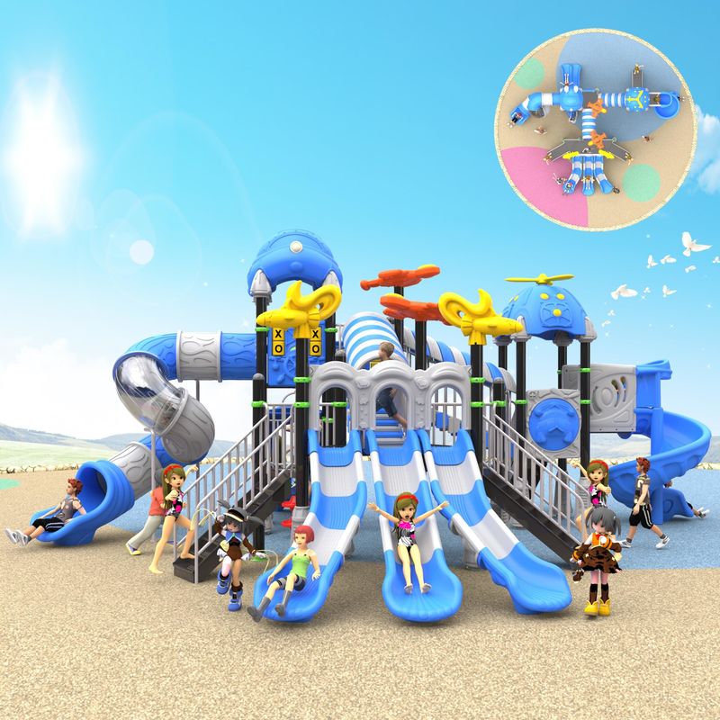 10 Persons Plastic Commercial Playground Equipment ISO9001 Colorful Commercial Park Equipment