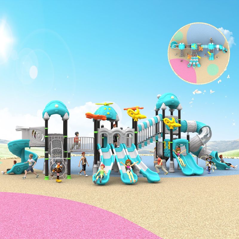 10 Persons Plastic Commercial Playground Equipment ISO9001 Colorful Commercial Park Equipment
