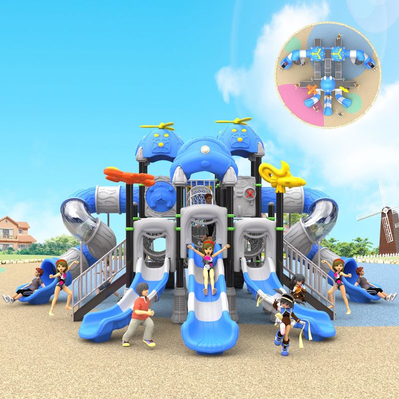 10 Persons Plastic Commercial Playground Equipment ISO9001 Colorful Commercial Park Equipment