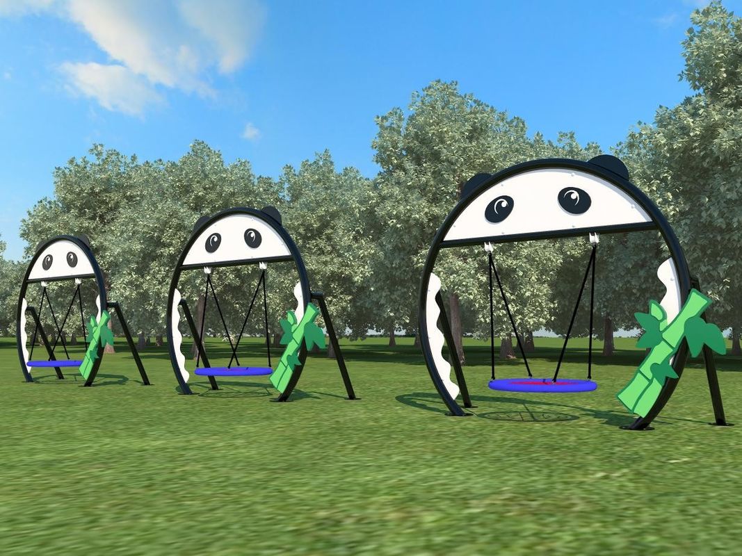 Panda Shaped Green Garden Play Sets Kids Outdoor Swing Chair 230cm Commercial Swing Set