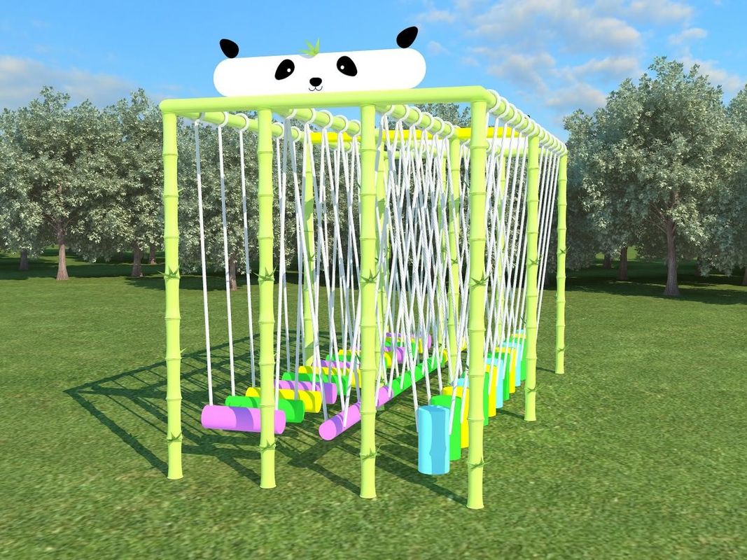 Panda Shaped Green Garden Play Sets Kids Outdoor Swing Chair 230cm Commercial Swing Set