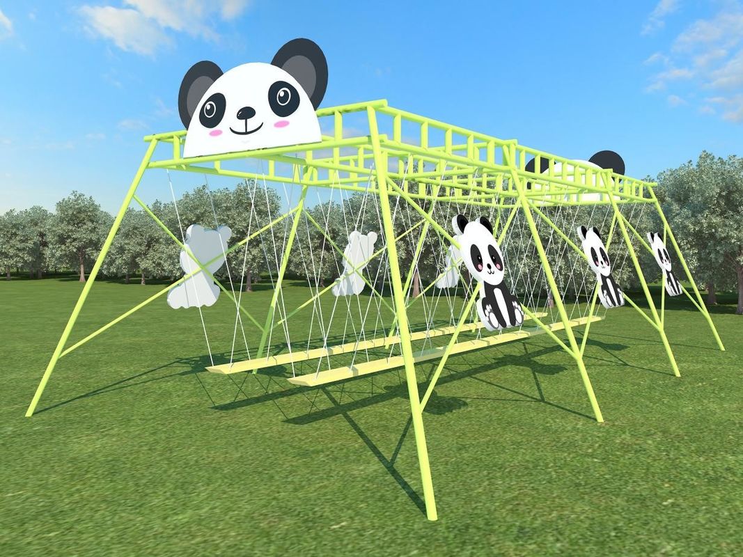 Panda Shaped Green Garden Play Sets Kids Outdoor Swing Chair 230cm Commercial Swing Set
