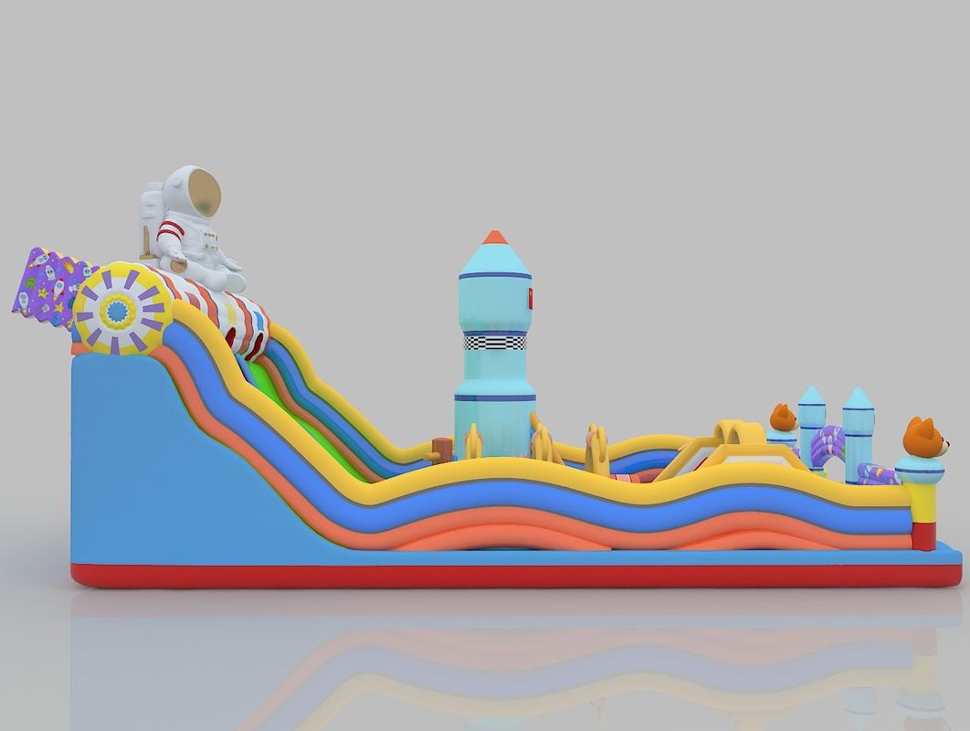 Pvc Commercial Jumping Castle With Slide 6m 7m Charming  Bounce House With Slide For Adults