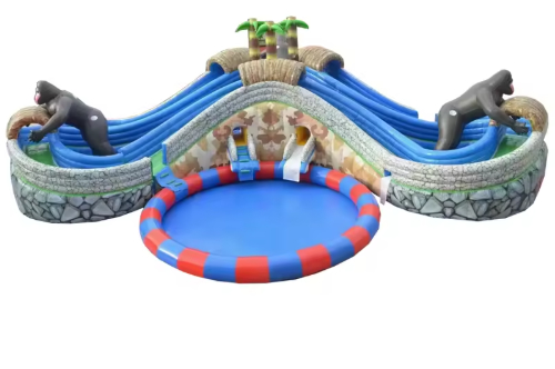 30m Diameter Inflatable Water Slide with Large Swimming Pool for 4-8 Age Range and 1200KG Weight