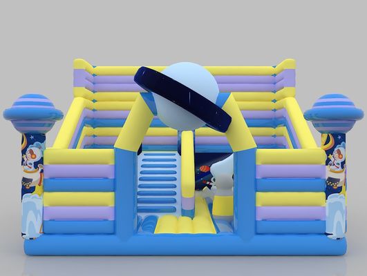 PVC Inflatable Castle Blue Ocean Bounce House 16yrs Slip And Slide Bounce House