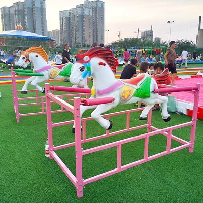OEM Outdoor  / Indoor Swing Rides Fiberglass Spring Rocking Horse for  3-16 Years Old